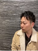 ツーブロックビジネスショートフェードかき上げツイストパーマ