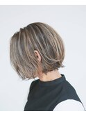 似合わせカットハイトーンー/ワンレングスボブ/ホワイトベージュ
