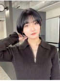 大人ショートボブネイビーブラック