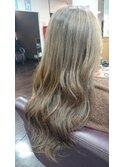 20代30代40代ダブルカラー透明感毛先パーマ肩ライン外ハネ