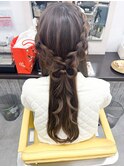 リボンハーフアップ