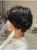 ゆるウェーブカールマッシュショートくせ毛風パーマ