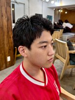 ファルベ(Farbe) ・スパイキーショートブルーブラックフェザーパーマサーフカール