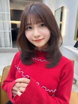 レイリー 原宿 表参道(Rayreee)&nbsp;小顔レイヤー/ミディアムレイヤー/ピンクブラウン/前髪カット