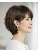 大人丸みショート/ブラウンアッシュ/30代/40代/50代/