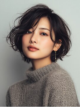 ヒマル 学芸大学(Himaru) 大人女性/白髪ぼかし/ボブルフ/ネビージュ/小顔/ショートボブ