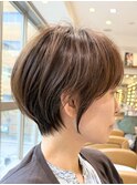 大人ガーリー/レイヤーショート/前髪白髪/20代30代40代50代/大宮