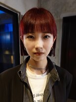 ベンジー 代々木上原店(benji) ワイドバングミニボブ ダブルカラーで作る高発色レッド