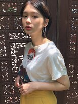 サン 白金台(SUN)&nbsp;大人黒髪×耳かけショートボブスタイル