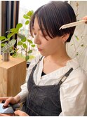 前髪なし ショートボブ ハンサム 濡れ感 ウェット クール