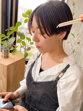 テトヘアー(teto hair) 前髪なし ショートボブ ハンサム 濡れ感 ウェット クール