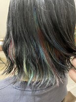 ヘアデザイン マノス(hair design mano's)&nbsp;外ハネボブ × インナーカラー × 多色染め