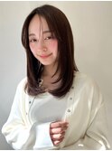 韓国風　レイヤーカット　ストレート　艶感　ブラウン　透明感