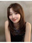 小顔レイヤーうる艶髪髪質改善ストレート秋ベージュカラー