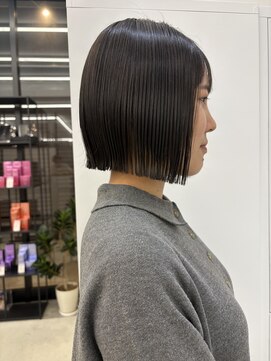 サンド 大阪梅田(sand) @eri_sand_ ボブルフ/黒髪/ネビージュ/小顔/ワンレン/大阪梅田