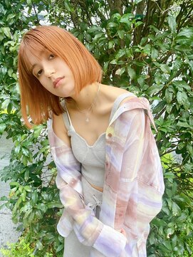 ラ キング(LA KING) ヘアカラーグレージュアンブレラカラーショートボブ 50代