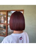 ワインレッドストレートボブ