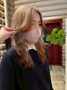 クレエ ヘアー デザイン(creer hair design) 20代30代40代シルキーベージュ×くすみオレンジミックスカラー