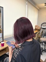 シアン 立川店(Shian)&nbsp;【SHIANすずか】カシスレッド　ぱつっとボブ　赤紫　暖色カラー