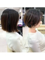 ショートボブ髪型20代30代前髪あり前髪なし面長丸顔【荒牧】AY