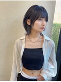 ネイビー　イヤリングカラー　シルバー　ウルフ　ハイレイヤー