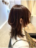 カシスブラウン×ウルフ姫カット小顔レイヤー