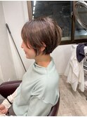 大人可愛い20代30代40代黒髪前下がりショートボブ丸みショート◎