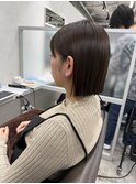 ヘイリーボブグレージュ顔まわりカット小顔カット梅田ボブ