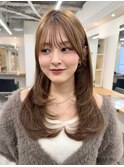 レイヤーカットミディアムレイヤー顔まわり銀座ハイレイヤー