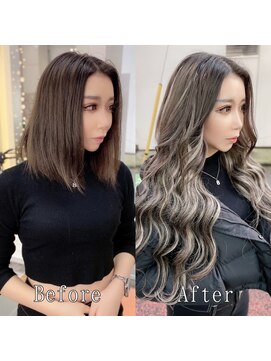 エクステ専門店あるじゃんすー 小倉店 シアグレージュハイライト#シールエクステ#グレージュ#美髪#小倉