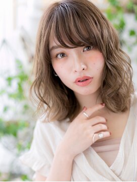 カバーヘア イヴ 戸頭店(COVER HAIR EVE) ★斜めバングマロンベージュ抜け感こなれミディ20代30代40代★8