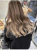 【ハイライト】ベージュハイライトバレイヤージュ白髪ぼかし