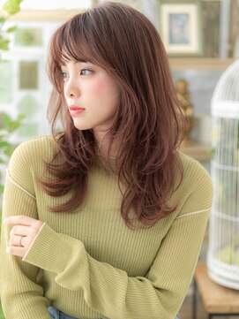 カバーヘアアンドスパ ブリス 浦和(COVER HAIR&SPA bliss) ミルクティーピンク小顔ミディアムウルフTb3浦和20代30代40代