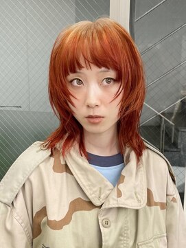 レコ 渋谷(LECO) ベージュとオレンジのルーツカラー