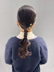 【お呼ばれヘアセット】タイトポニーアレンジ