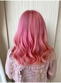 ブリーチ/韓国/レイヤー/髪質改善/ピンク/前髪カット/ヘアセット