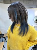 メルティ―カラーフェミニンロングマッシュウルフボブヘア
