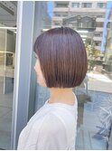 ミニボブ/シンプルボブ/オン眉バング/アッシュベージュ