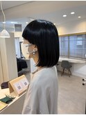ワイドバング×肩上ボブ