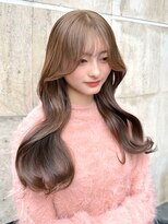 ラグーン 原宿 表参道(LAGOON) ブリーチなし美髪ミルクティーベージュ韓国風エアリーロング