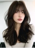 秋カラー/ロングレイヤー/顔周り小顔/くびれ韓国ヘア/透明感