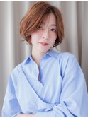 ハイトーンカラーかきあげワンレンひし形レイヤーボブ20代30代W