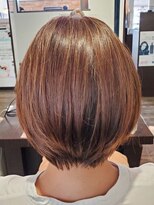 トゥルートラスト アン 下石田店(True Trust un)&nbsp;オレンジブラウン丸みショート艶カラーひし形ナチュラルスタイル