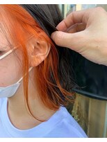 アクト 十条店(ACT)&nbsp;外はね切りっぱなしボブ　オレンジイヤリングカラー