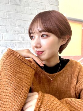 ガーデン タチカワ(garden tachikawa) シースルーバング × ベリーブラウン × 耳掛けショート