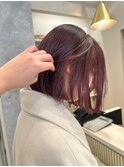 インナーカラー　ピンク　髪質改善カラー　韓国風　サイドバング