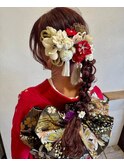 大人の華やかな和装編みおろしヘアアレンジ 着付け#1