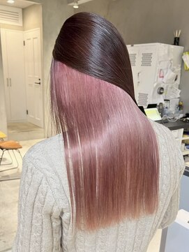 エリマ 横浜西口(elima) 横浜西口ダブルカラーピンクベージュカラーケインナーカラー