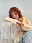 【e.dit tokyo macoto】ボブ　オレンジカラー顔まわりレイヤー