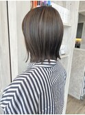 福山市Caaryナチュラル切りっぱなしボブ抜け感ベージュカラー